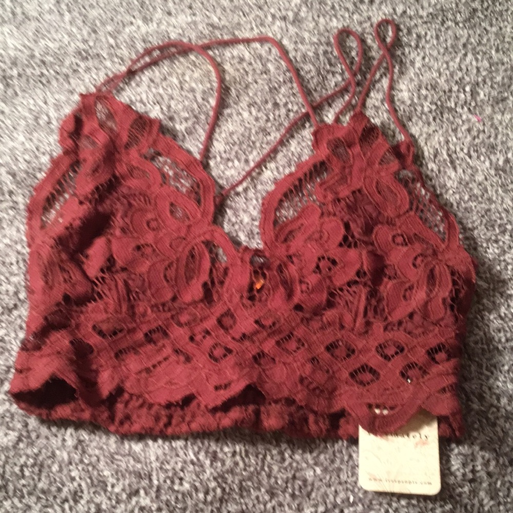 Free People Red Lace Bustier Camisole